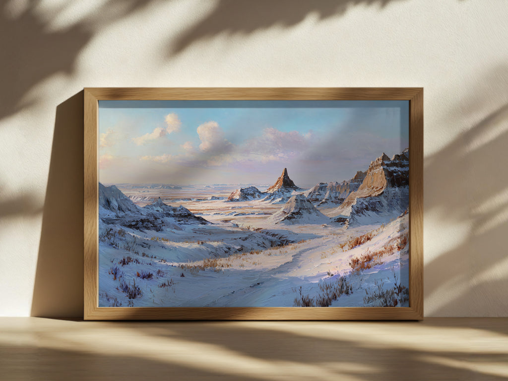 Badlands National Park Winter Wall Art | South Dakota Landscape Painting