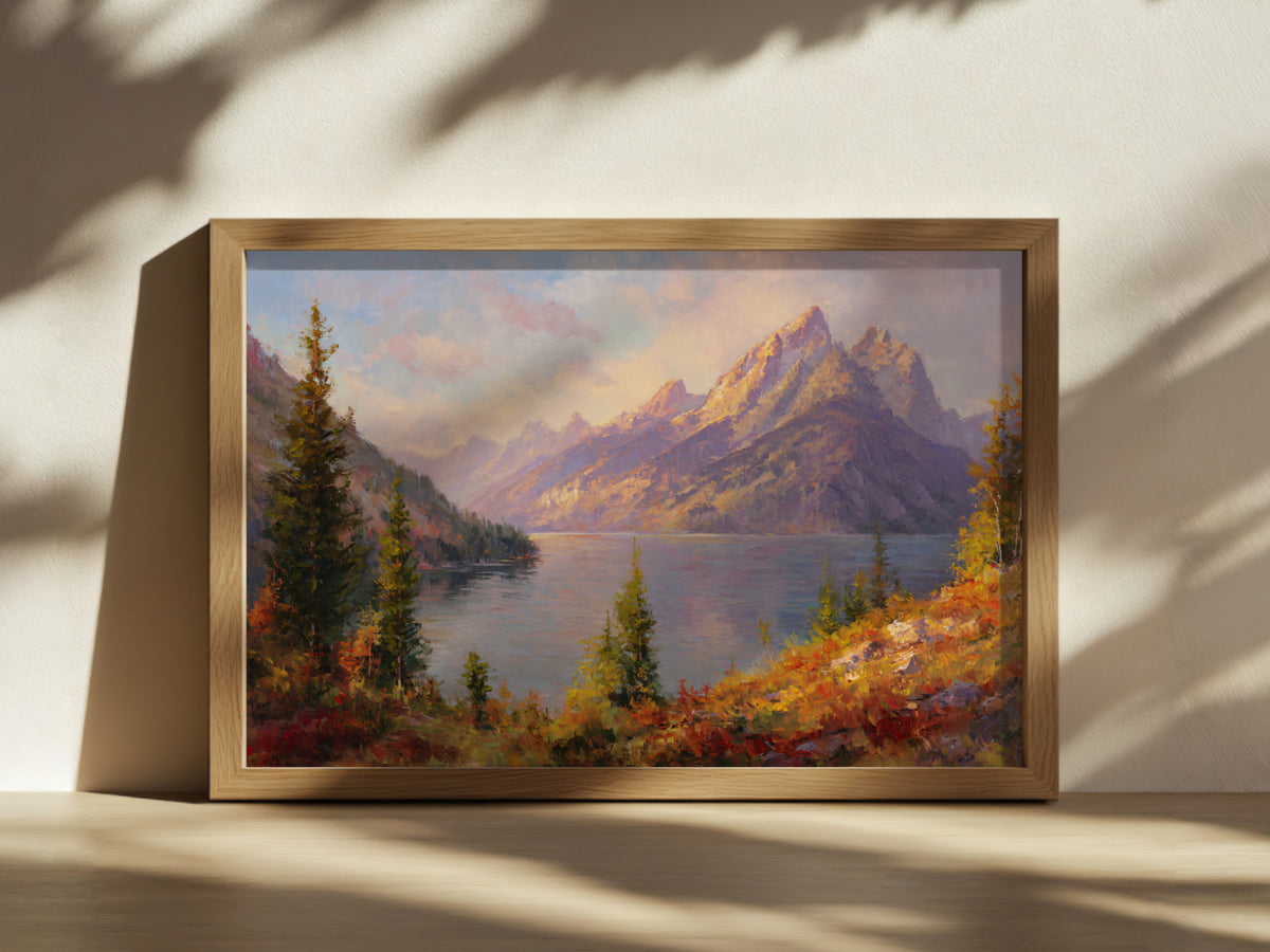 Jenny Lake Fall Sunrise Wall Art | Grand Teton National Park Wyoming Landscape Painting