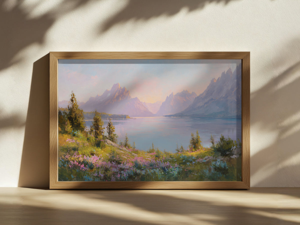 Jenny Lake Spring Sunrise Wall Art | Grand Teton National Park Wyoming Landscape Painting