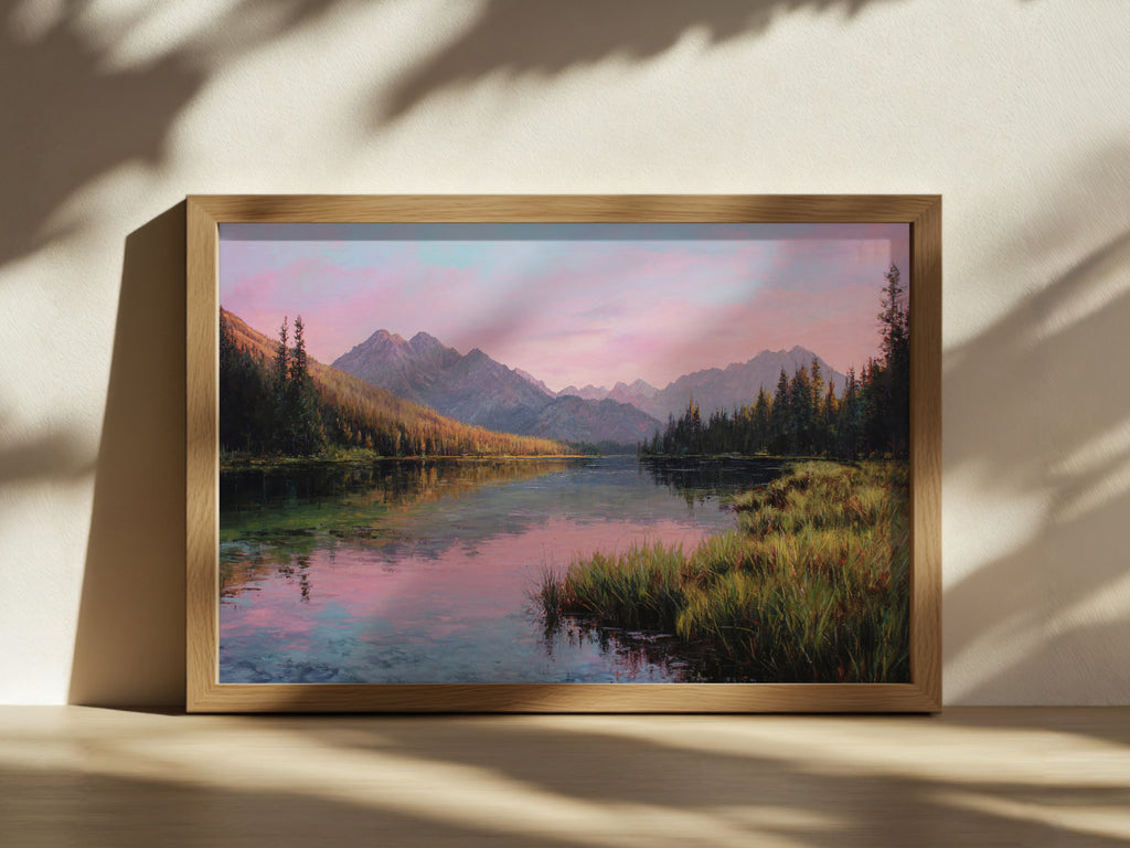 Stanley Lake Summer Sunrise Wall Art | Idaho Sawtooth Mountain Landscape Painting