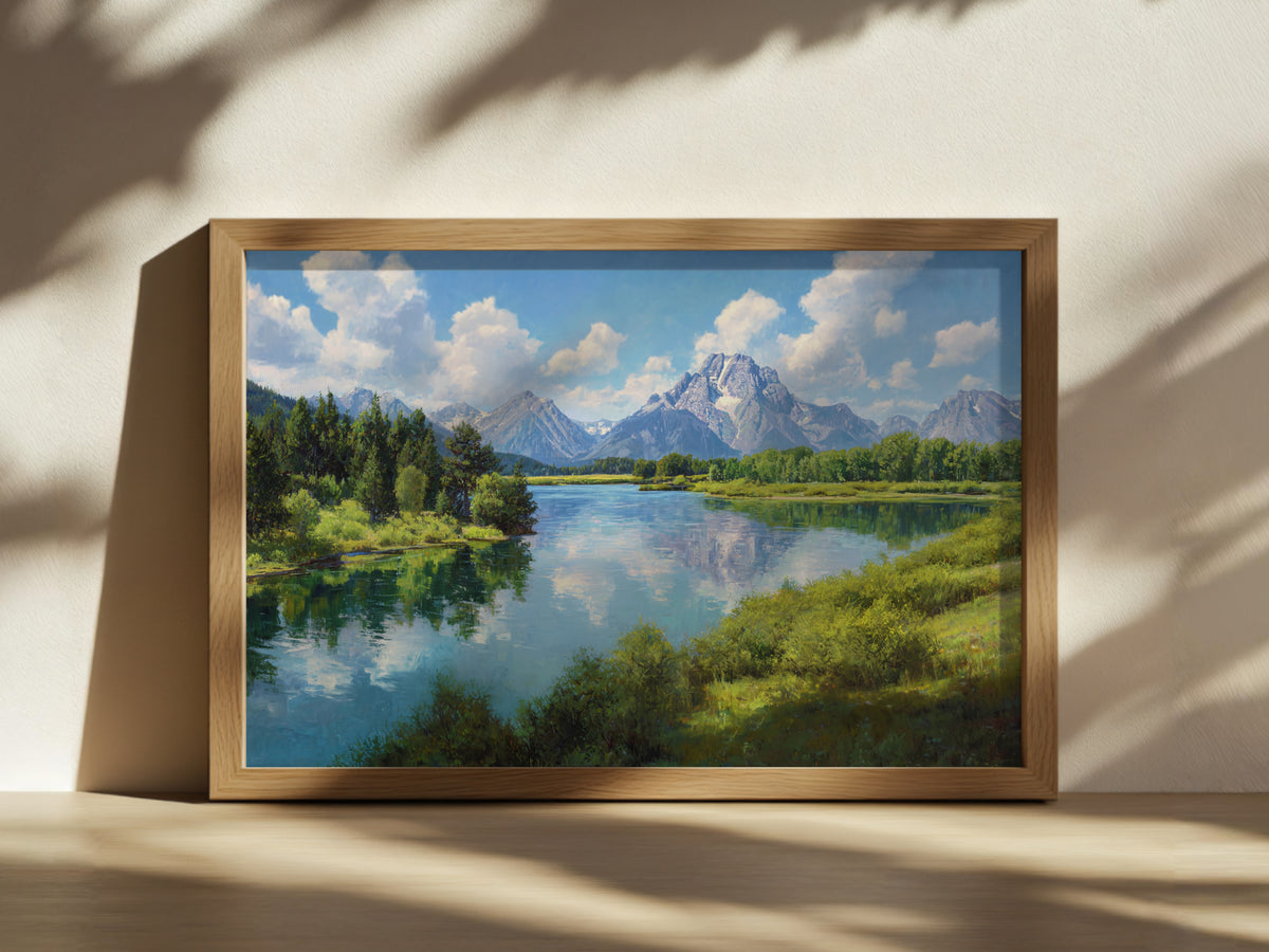 Oxbow Bend Summer Wall Art | Grand Teton National Park Wyoming Landscape Painting