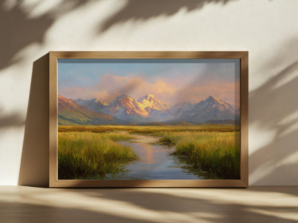 Denali National Park Summer Sunset Wall Art | Alaska Mountain Landscape Painting