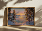 Stanley Lake Winter Sunset Wall Art | Idaho Sawtooth Mountain Landscape Painting