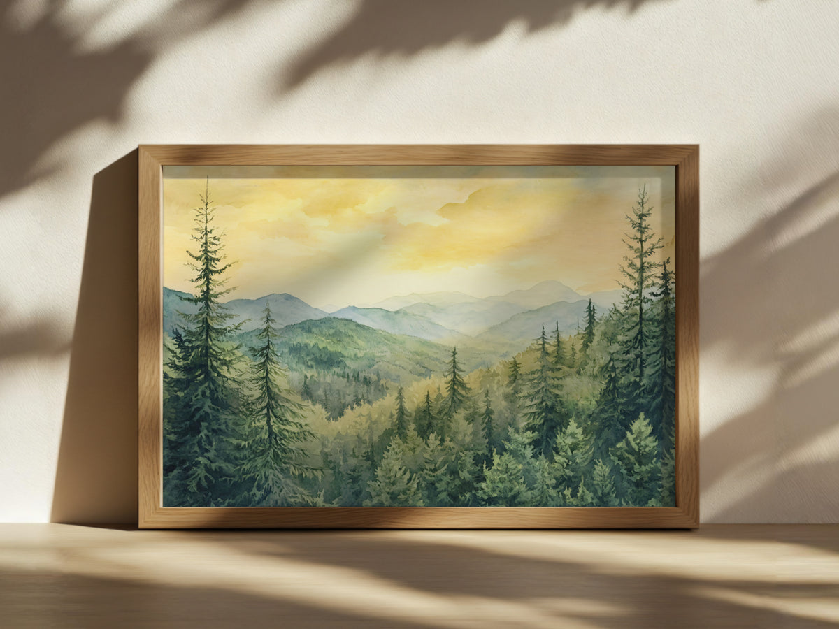 Adirondack Mountains Summer Sunset Wall Art | New York Mountain Painting