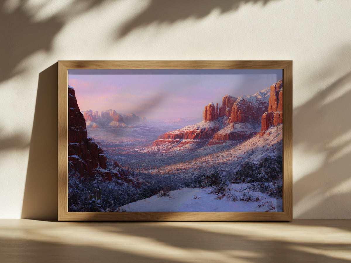 Sedona Winter Sunset Wall Art | Arizona Red Rock Landscape Painting