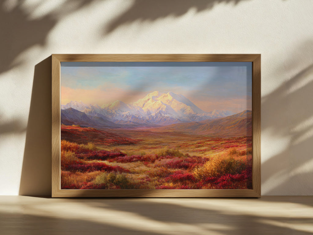 Denali National Park Fall Sunrise Wall Art | Alaska Mountain Landscape Painting