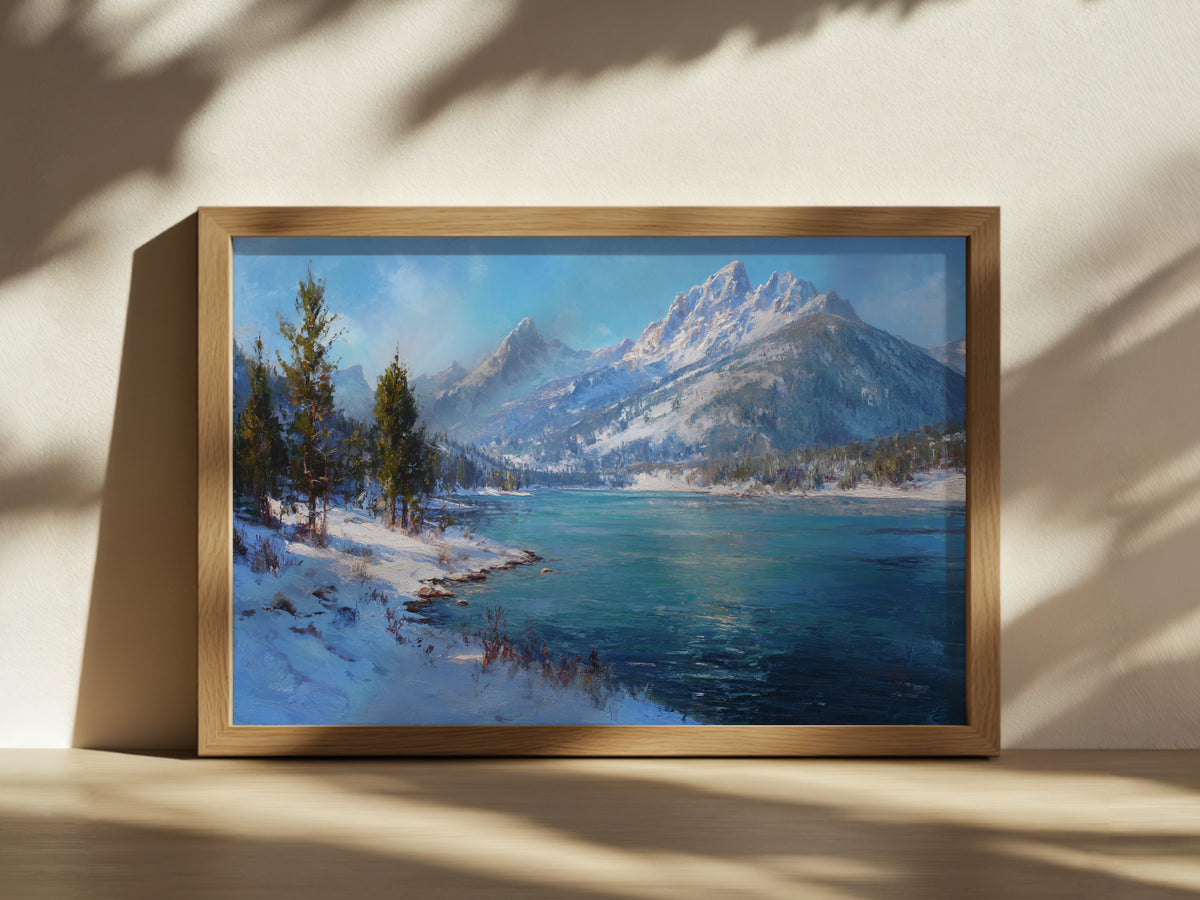 Stanley Lake Winter Wall Art | Idaho Sawtooth Mountain Landscape Painting