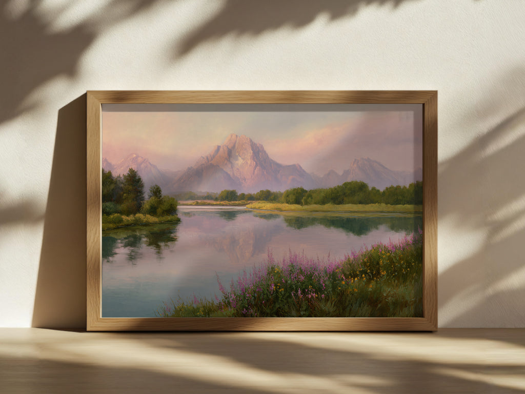 Oxbow Bend Spring Sunrise Wall Art | Grand Teton National Park Wyoming Landscape Painting