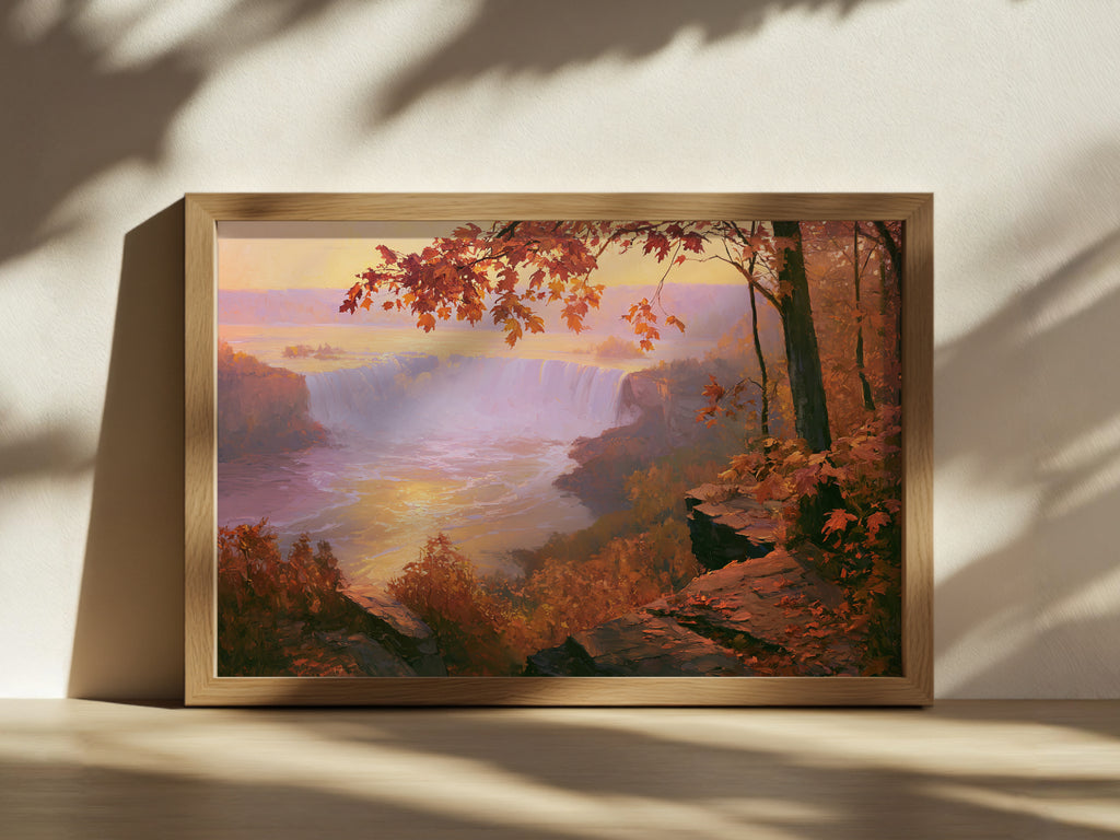 Niagara Falls Fall Sunset Wall Art | Canada New York Landscape Painting
