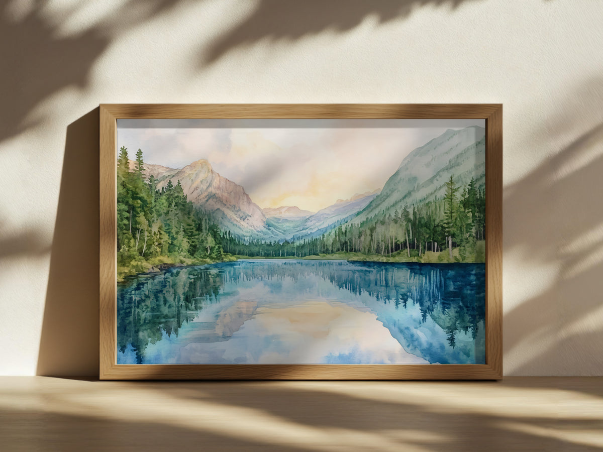 Avalanche Lake Summer Sunrise Wall Art | Glacier National Park Montana Lakeside Painting