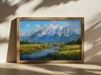 Grand Teton National Park Summer Wall Art | Wyoming Mountain Landscape Painting