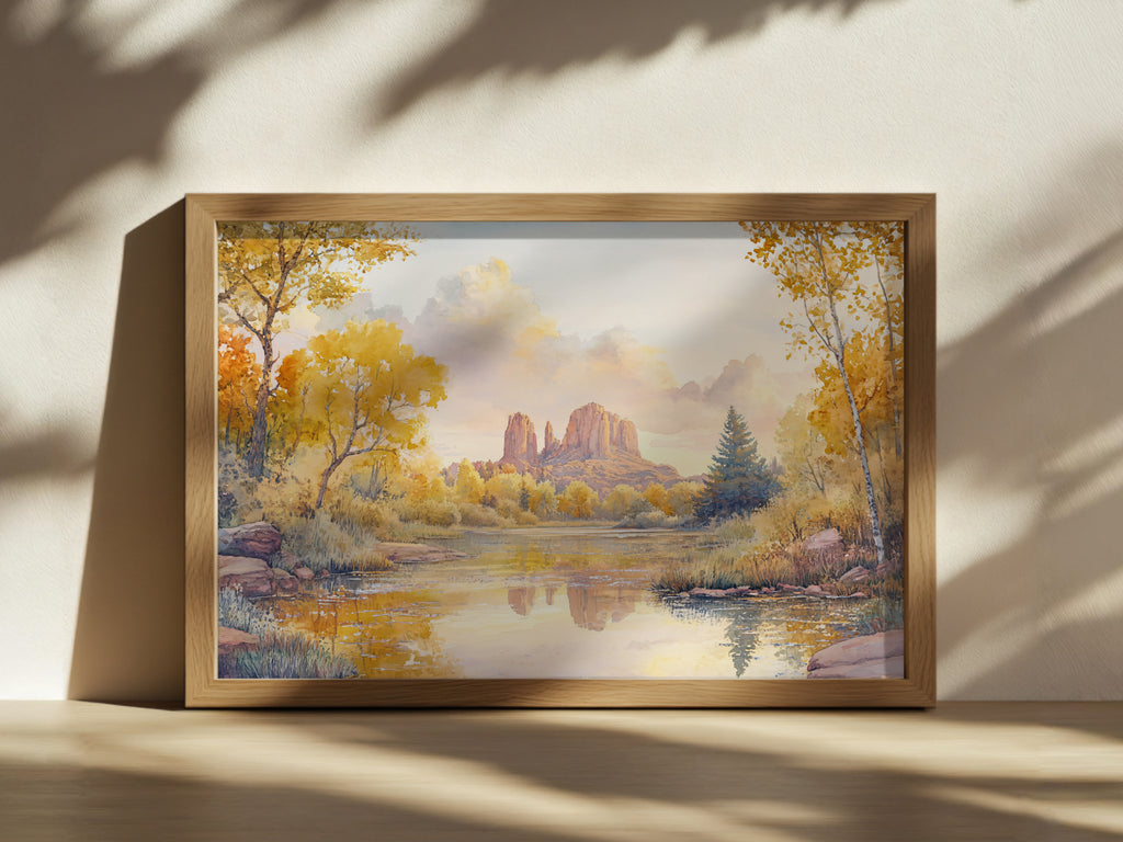 Cathedral Rock Fall Sunrise Wall Art | Sedona Arizona Red Rock Painting