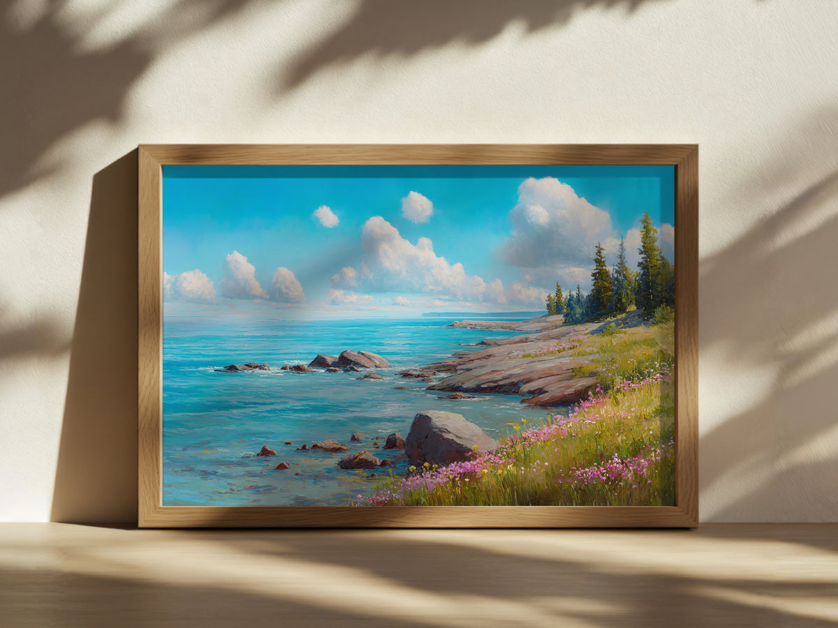 Lake Superior Spring Wall Art | Minnesota Coastal Wildflower Painting