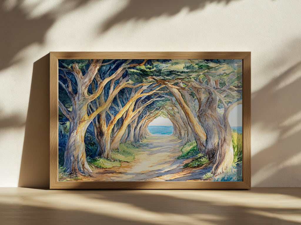 Half Moon Bay Summer Wall Art | California Cypress Tree Tunnel Painting