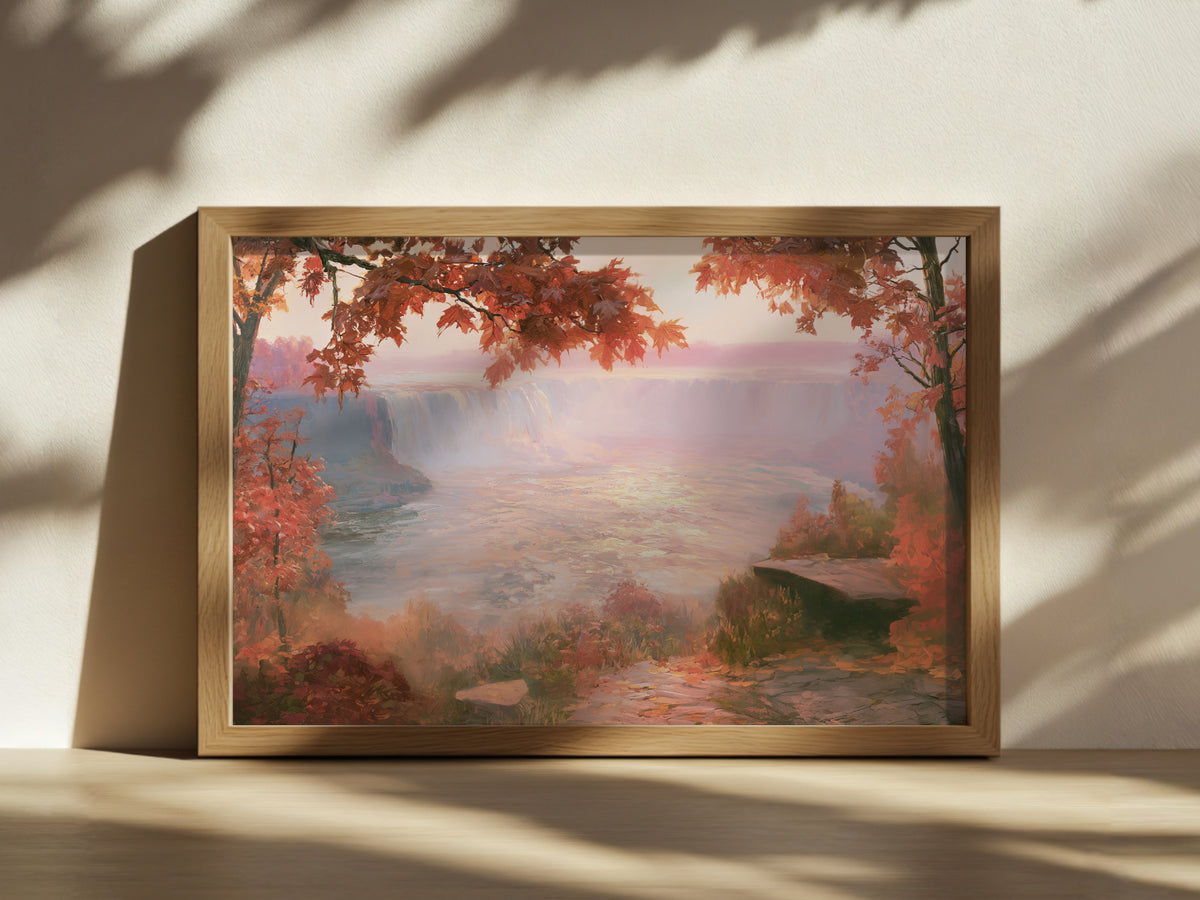 Niagara Falls Fall Sunrise Wall Art | Canada New York Landscape Painting