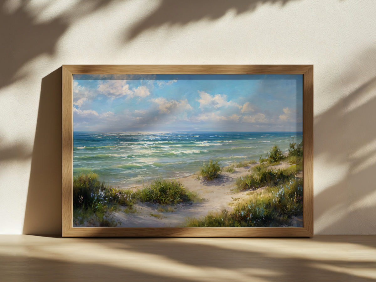 Lake Michigan Summer Wall Art | Midwest Coastal Landscape Painting