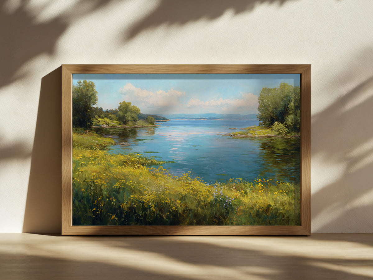 Lake Superior Spring Wall Art | Minnesota Shoreline Wildflower Painting