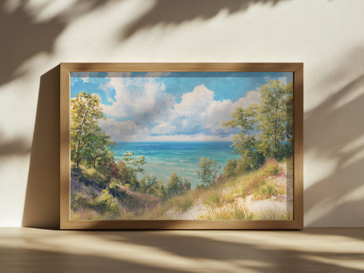 Lake Michigan Summer Wall Art | Midwest Sand Dune Landscape Painting