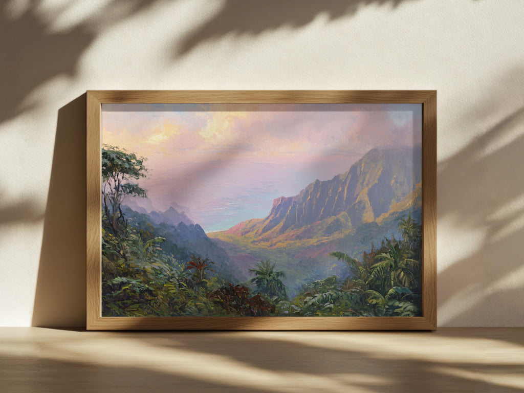 Na Pali Coast Summer Sunrise Wall Art | Hawaii Kauai Valley Landscape Painting