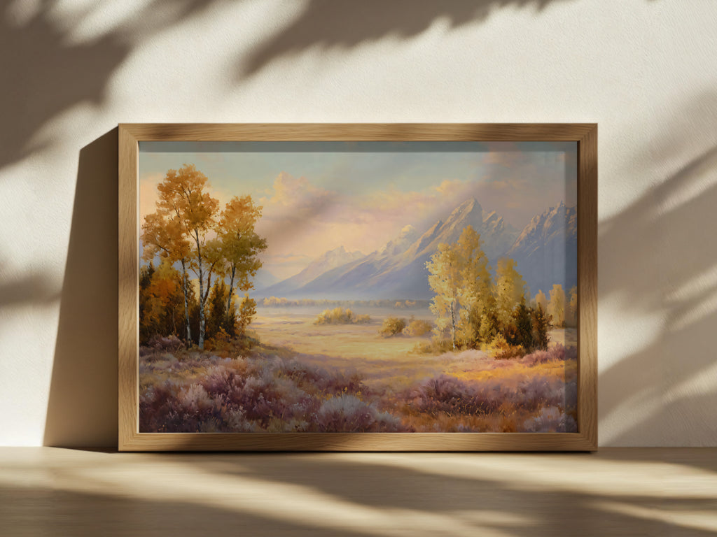 Grand Teton National Park Fall Sunrise Wall Art | Wyoming Mountain Landscape Painting