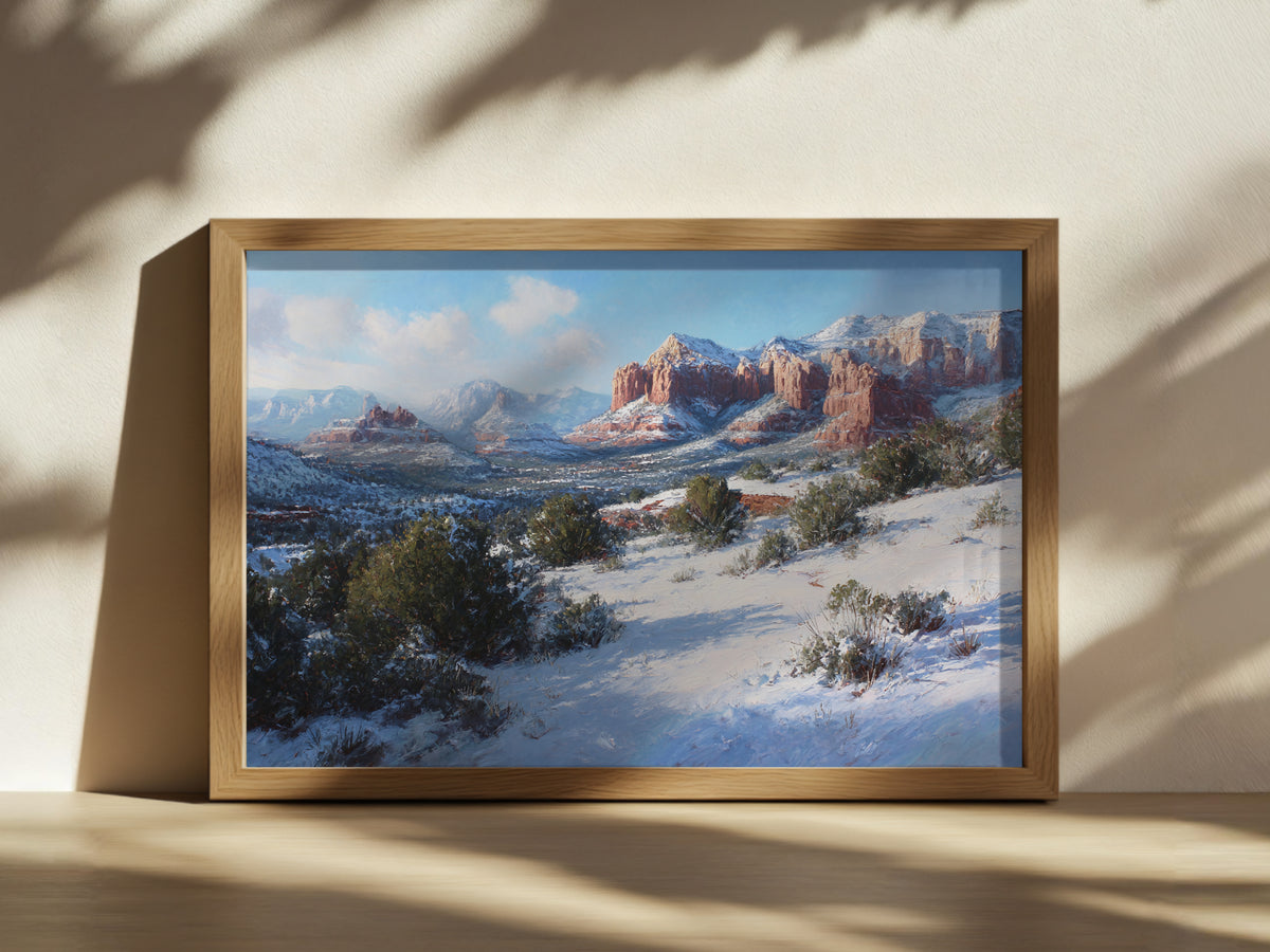 Sedona Winter Wall Art | Arizona Red Rock Landscape Painting