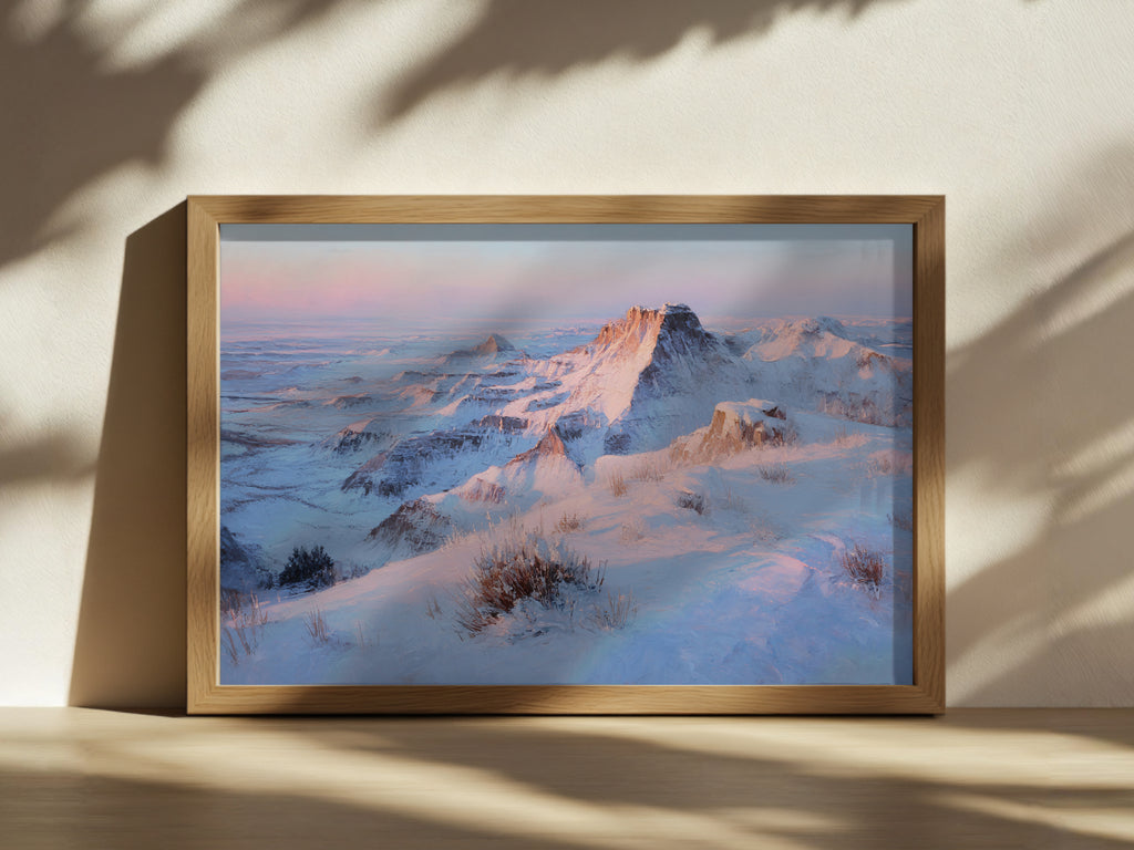 Badlands National Park Winter Sunrise Wall Art | South Dakota Landscape Painting