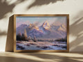 Grand Teton National Park Winter Sunset Wall Art | Wyoming Mountain Landscape Painting