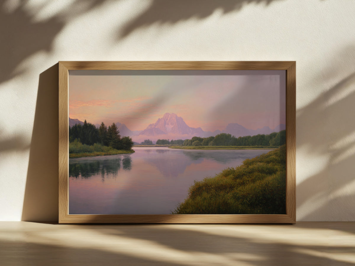 Oxbow Bend Summer Sunrise Wall Art | Grand Teton National Park Wyoming Landscape Painting