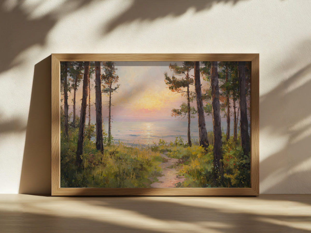 Lake Michigan Summer Sunrise Wall Art | Midwest Lakeside Landscape Painting