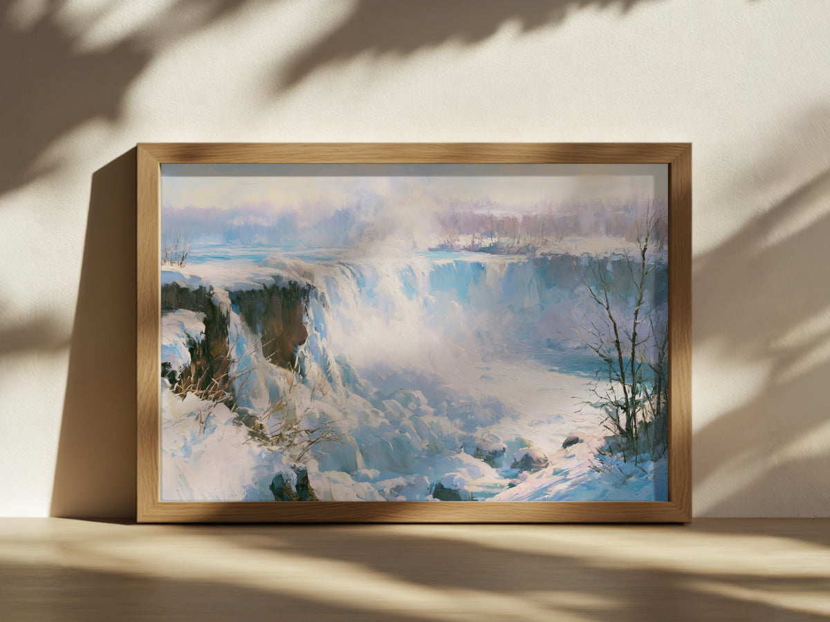 Niagara Falls Winter Wall Art | Canada New York Landscape Painting