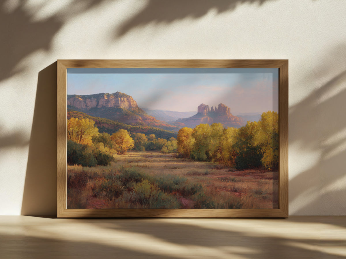 Sedona Fall Sunrise Wall Art | Arizona Red Rock Landscape Painting