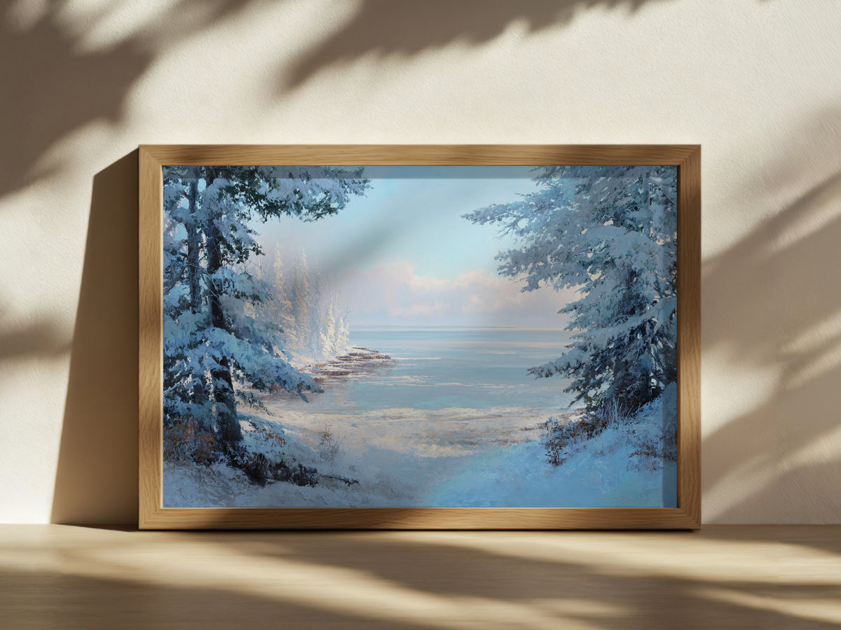Lake Superior Winter Wall Art | Minnesota Lakeside Landscape Painting