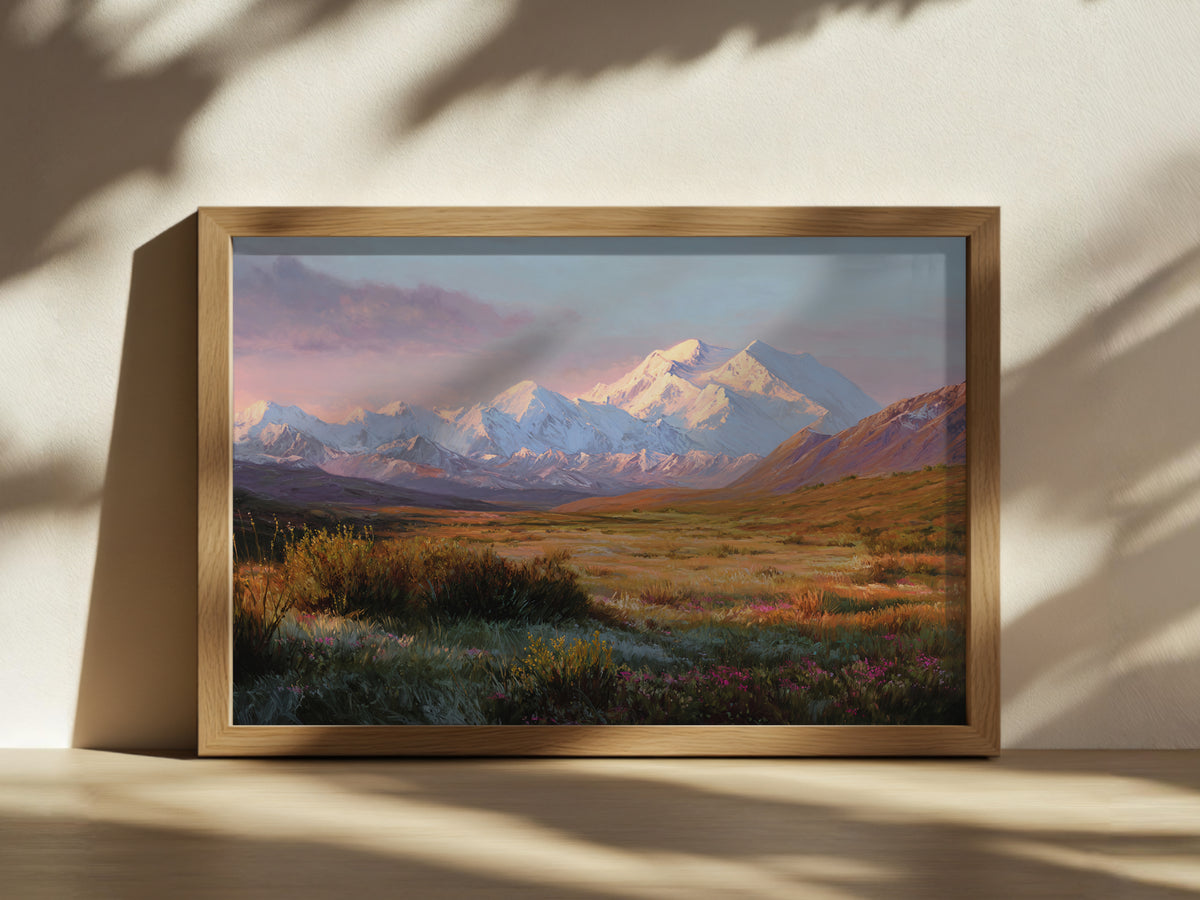 Denali National Park Spring Sunset Wall Art | Alaska Mountain Landscape Painting