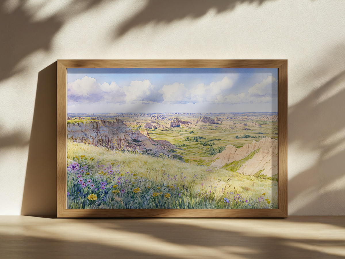 Badlands National Park Spring Wall Art | South Dakota Prairie Painting