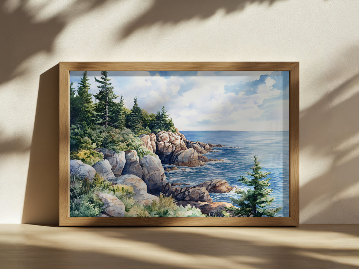 Acadia National Park Summer Wall Art | Maine Coastline Landscape Painting