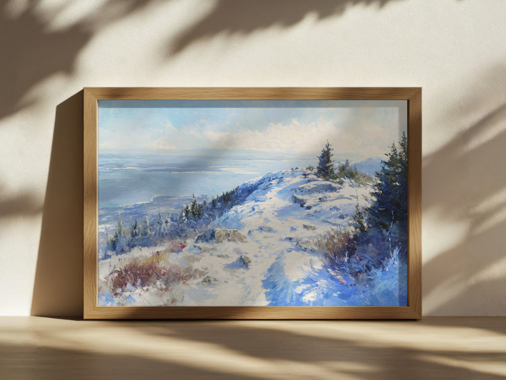 Mount Cadillac Winter Wall Art | Acadia National Park Maine Landscape Painting