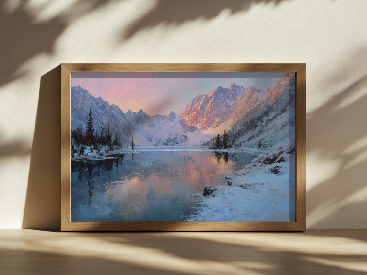 Colchuck Lake Winter Sunrise Wall Art | Washington Landscape Painting