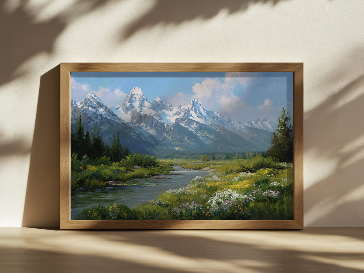 Grand Teton National Park Spring Wall Art | Wyoming Mountain Landscape Painting