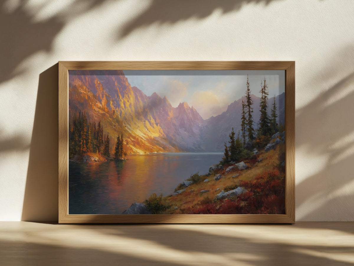 Colchuck Lake Fall Sunrise Wall Art | Washington Landscape Painting