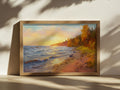 Lake Superior Fall Sunset Wall Art | Minnesota Shoreline Fall Foliage Painting