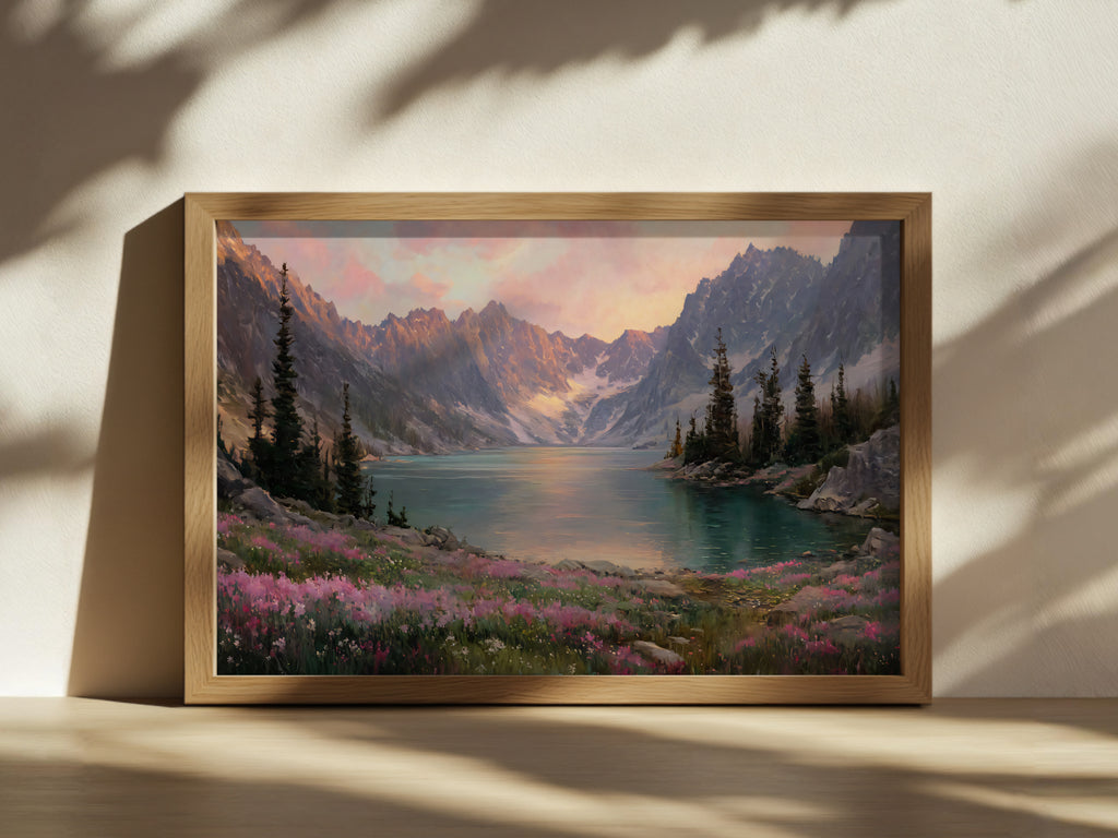 Colchuck Lake Spring Sunrise Wall Art | Washington Landscape Painting