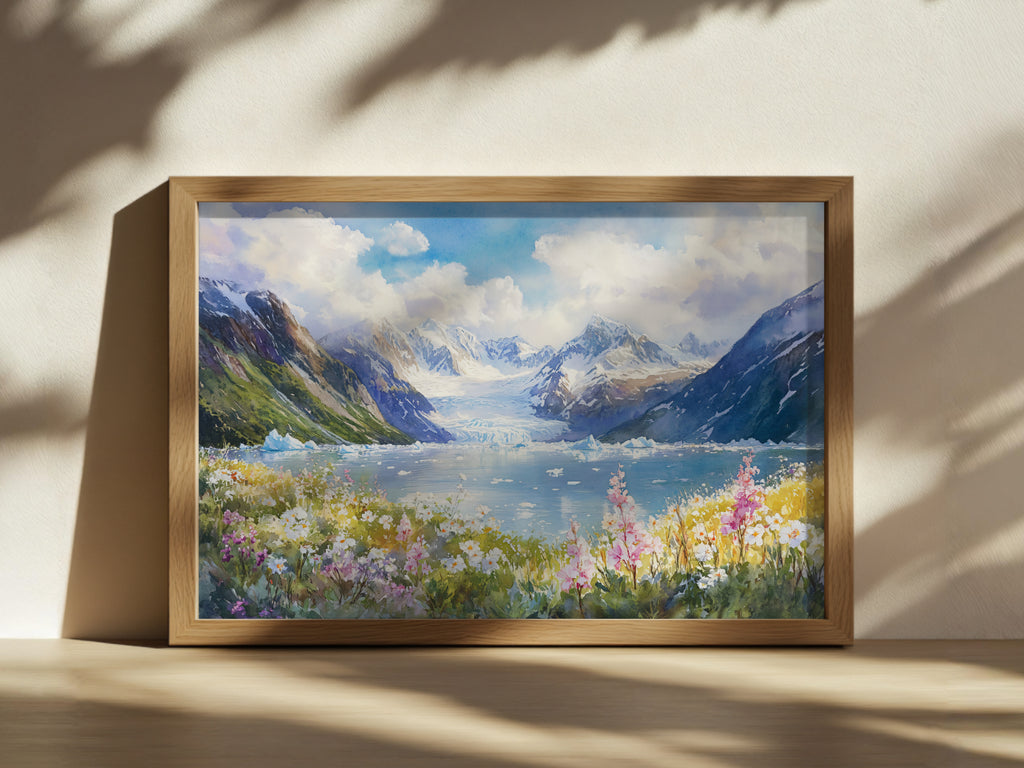Margerie Glacier Summer Wall Art | Glacier Bay National Park Alaska Iceberg Painting