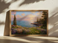 Lake Superior Spring Sunset Wall Art | Minnesota Shoreline Wildflower Painting