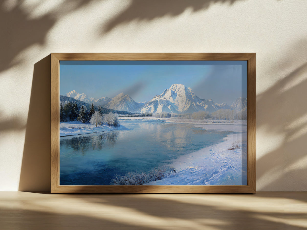 Oxbow Bend Winter Wall Art | Grand Teton National Park Wyoming Landscape Painting