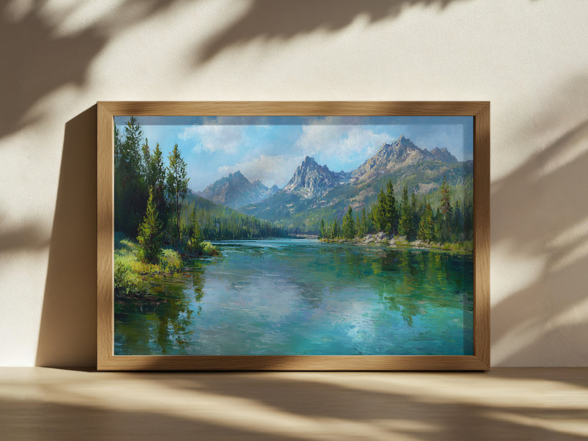 Stanley Lake Summer Wall Art | Idaho Sawtooth Mountain Landscape Painting