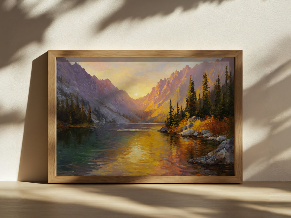 Colchuck Lake Fall Sunset Wall Art | Washington Landscape Painting