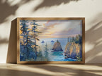 Oregon Coast Summer Sunset Wall Art | Pacific Northwest Coastal Landscape Painting