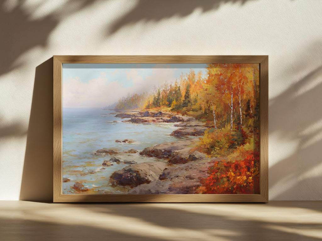 Lake Superior Fall Wall Art | Minnesota Fall Foliage Landscape Painting
