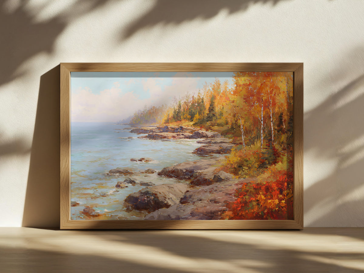 Lake Superior Fall Wall Art | Minnesota Fall Foliage Landscape Painting