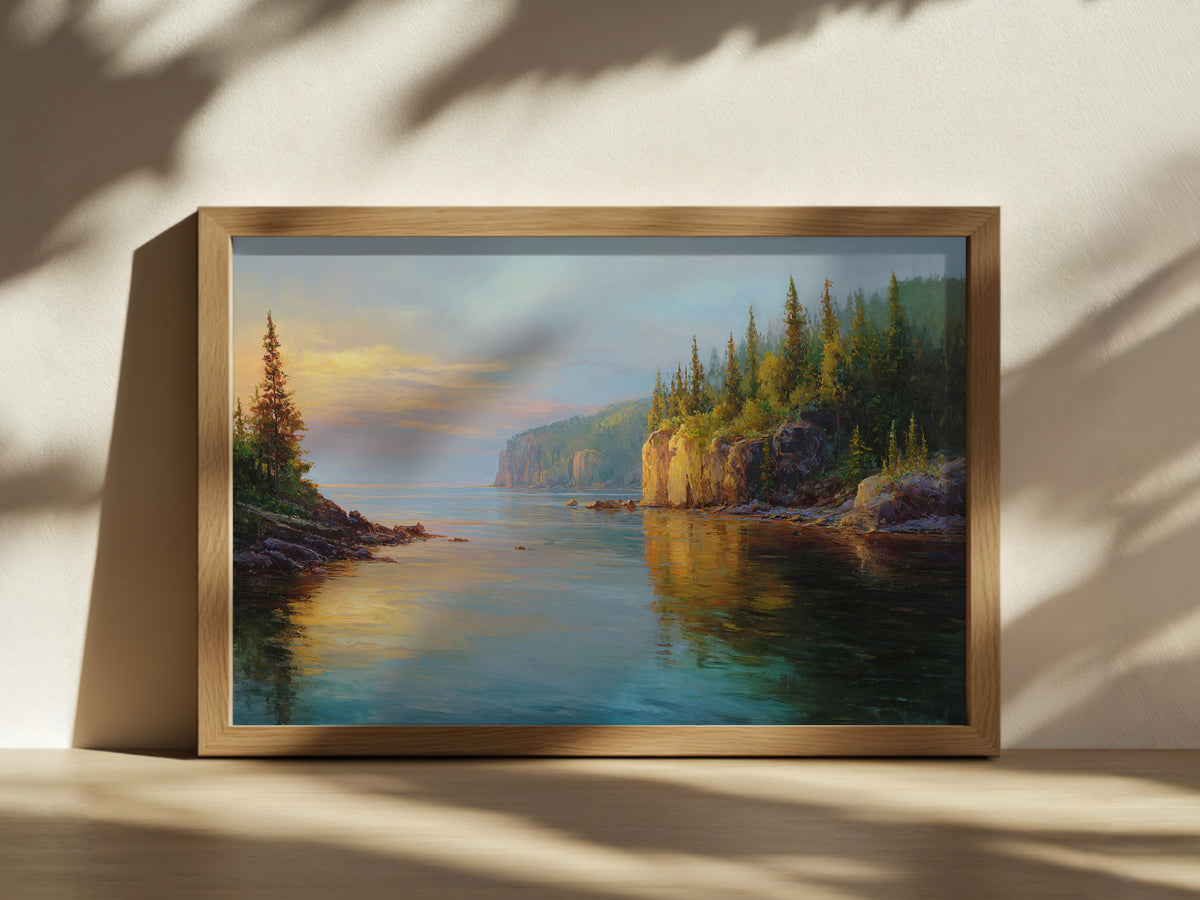 Lake Superior Summer Sunrise Wall Art | Minnesota Coastal Landscape Painting